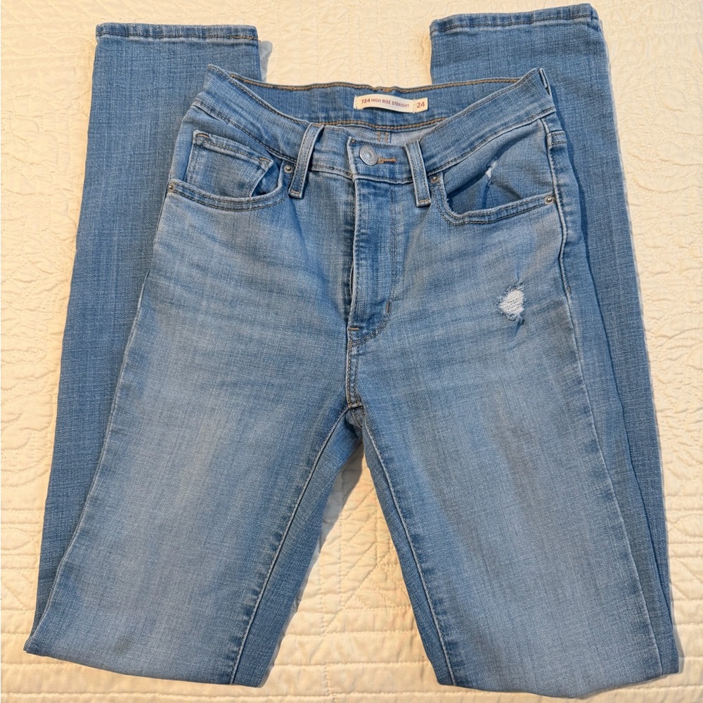 Levi's Women's Light Blue High Rise Straight fit Jeans